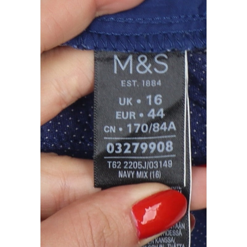 Marks & Spencer Per Una Women Blue UK 16 Bermuda Cotton Stretch Shorts
