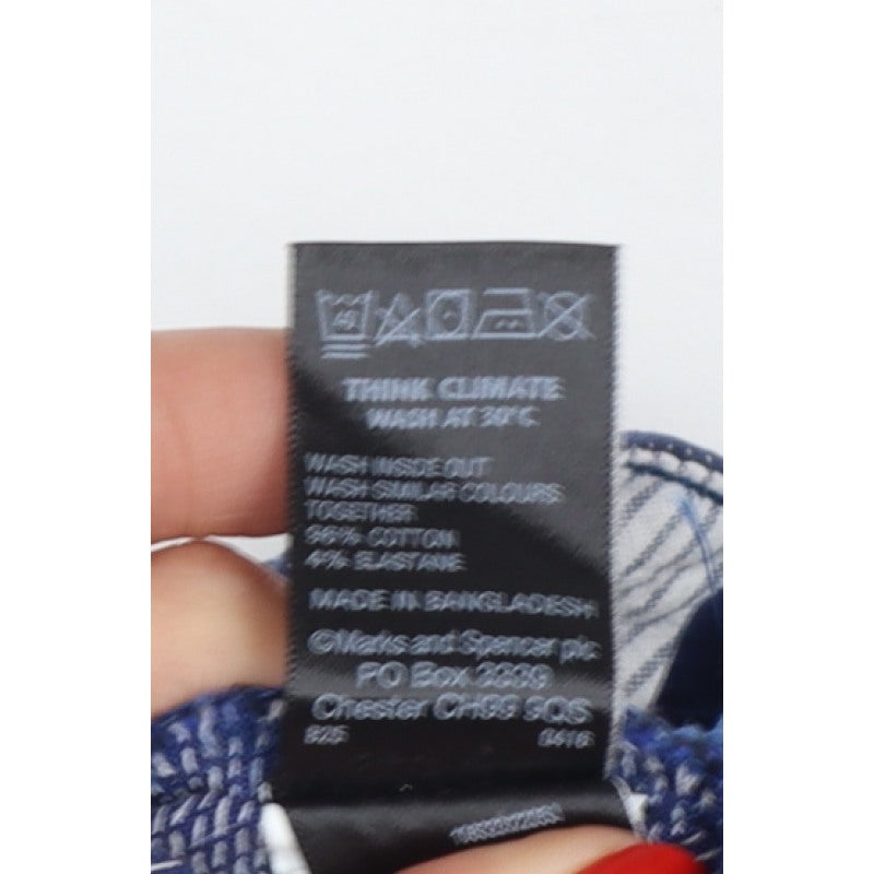 Marks & Spencer Per Una Women Blue UK 16 Bermuda Cotton Stretch Shorts