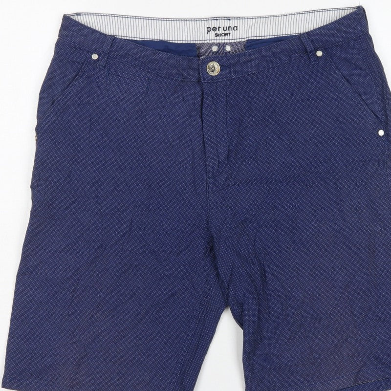 Marks & Spencer Per Una Women Blue UK 16 Bermuda Cotton Stretch Shorts