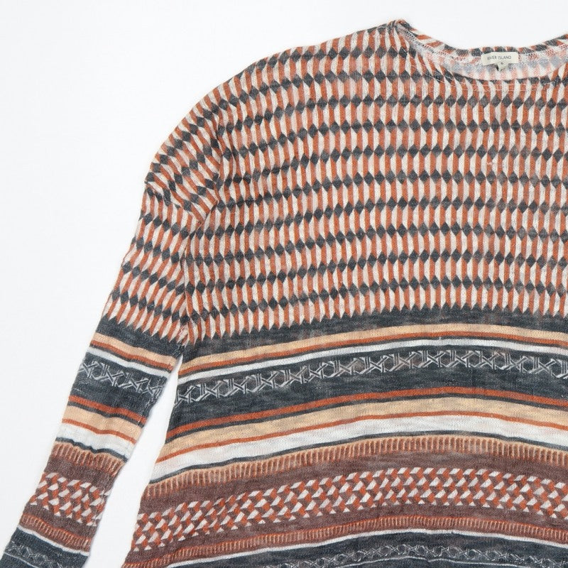River Island Women Multicoloured Size 6 Aztec Geometric Knit Jumper