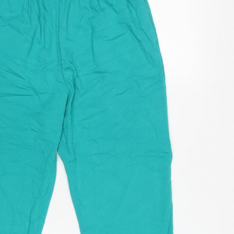 Black Pepper Women Green UK 10 Cropped Tapered Elastic Waist Trousers