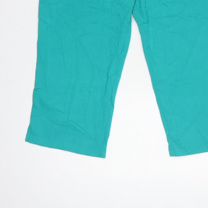 Black Pepper Women Green UK 10 Cropped Tapered Elastic Waist Trousers