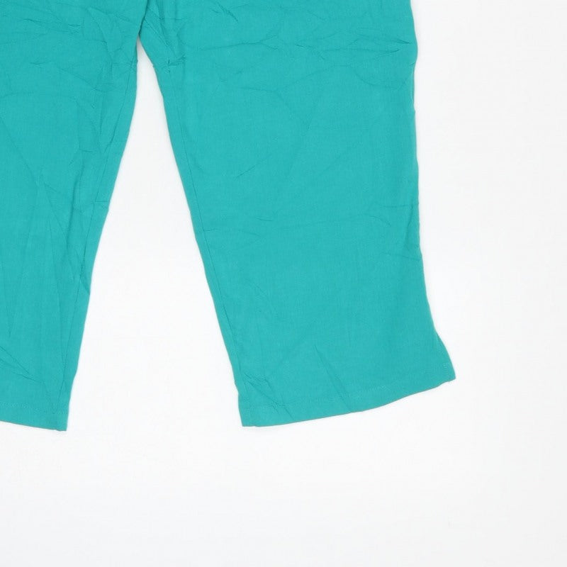Black Pepper Women Green UK 10 Cropped Tapered Elastic Waist Trousers