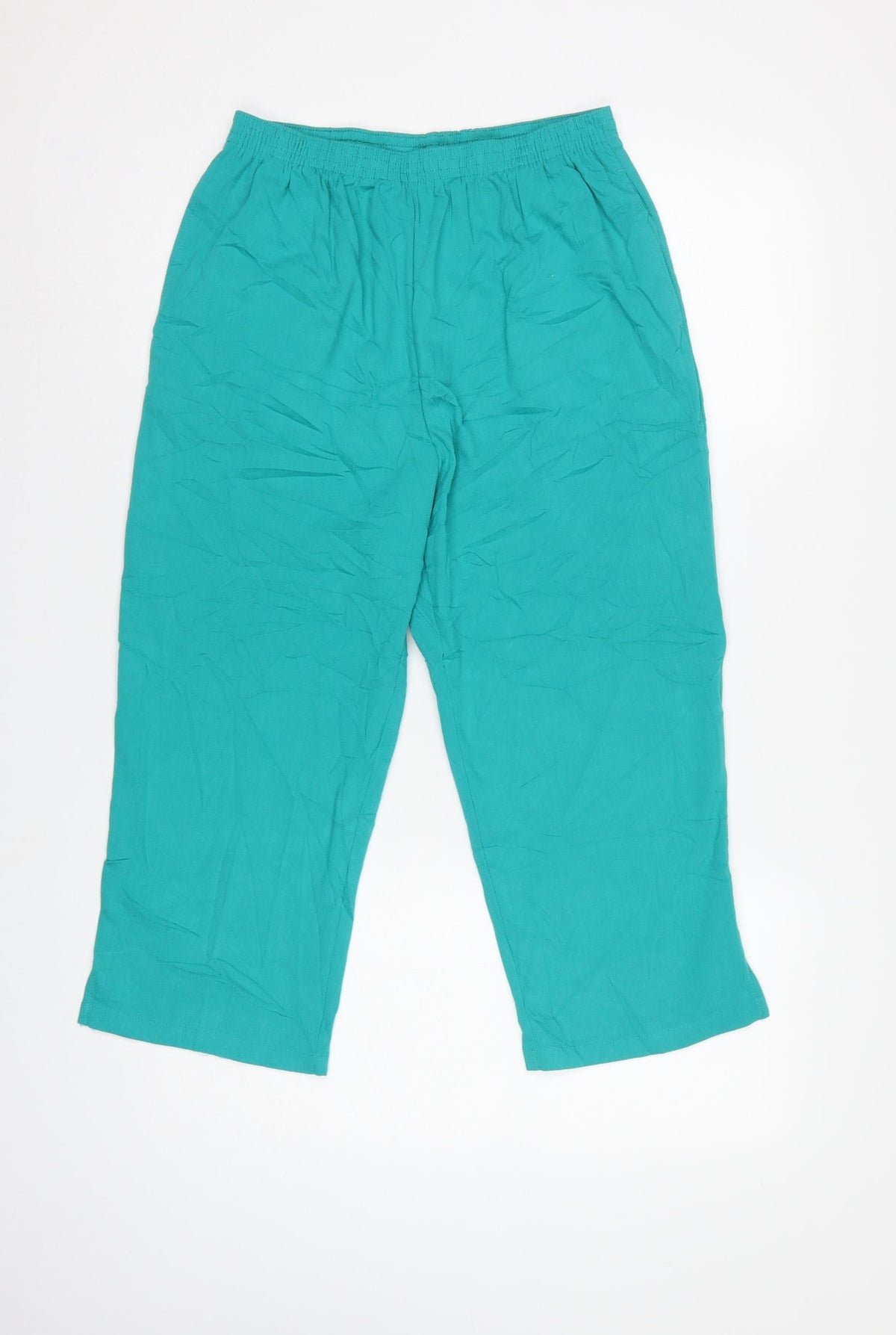 Black Pepper Women Green UK 10 Cropped Tapered Elastic Waist Trousers