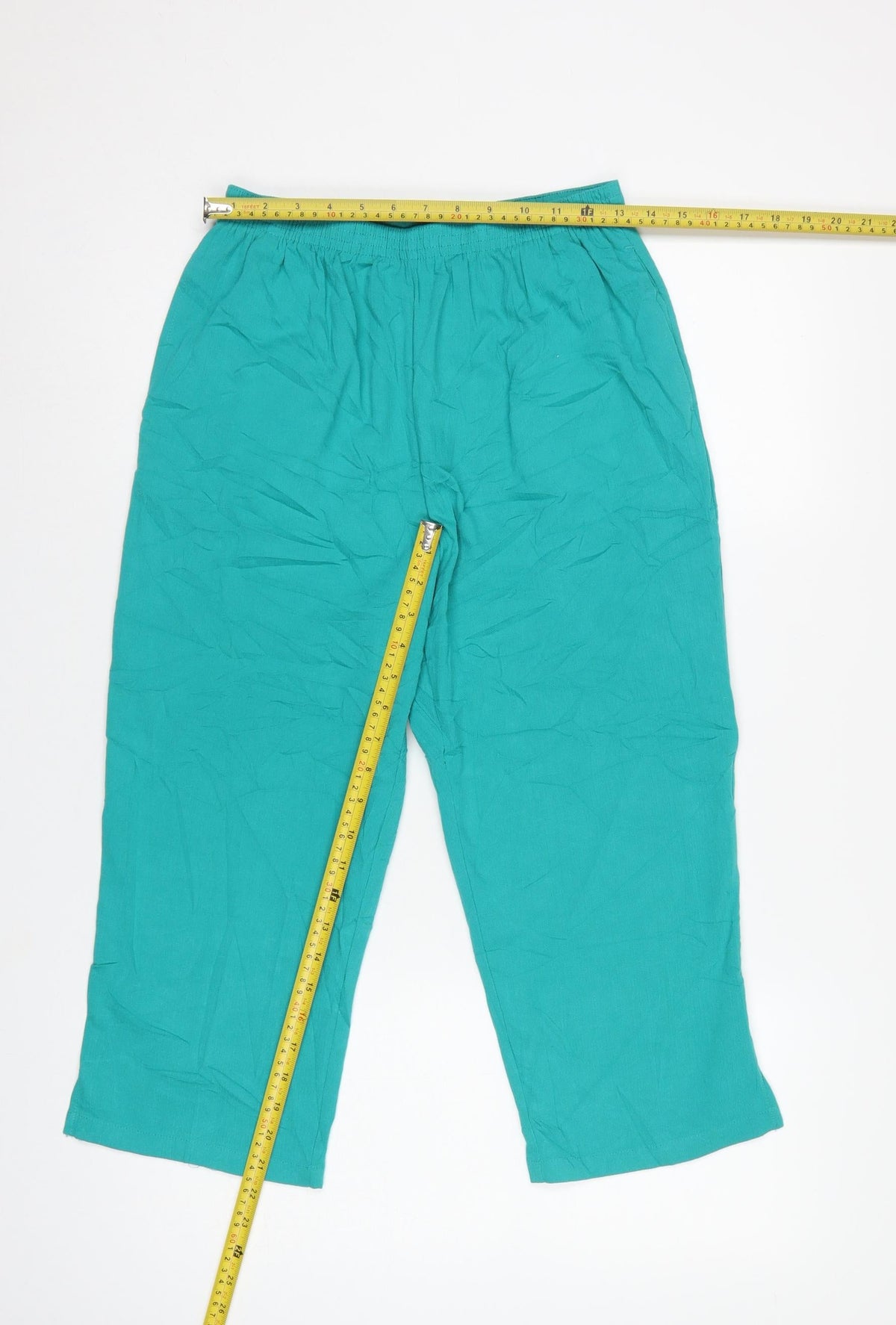 Black Pepper Women Green UK 10 Cropped Tapered Elastic Waist Trousers