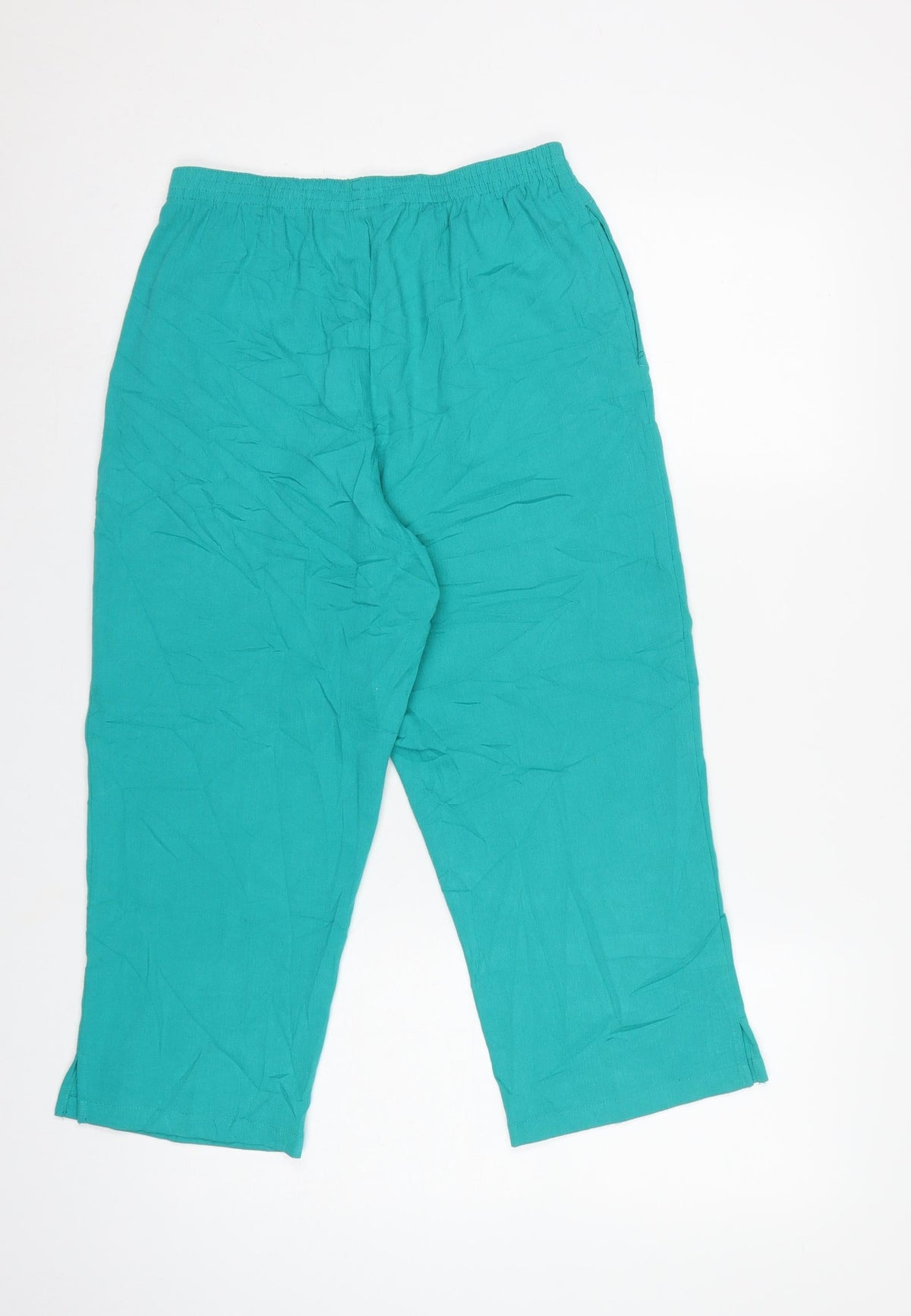 Black Pepper Women Green UK 10 Cropped Tapered Elastic Waist Trousers