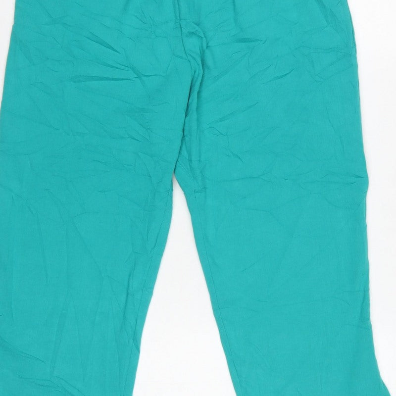 Black Pepper Women Green UK 10 Cropped Tapered Elastic Waist Trousers
