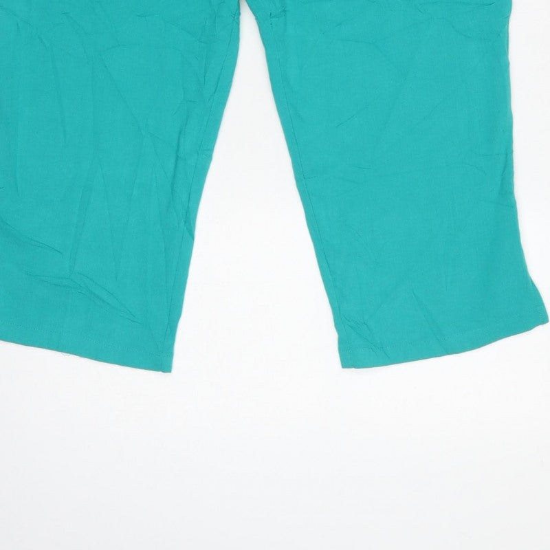 Black Pepper Women Green UK 10 Cropped Tapered Elastic Waist Trousers