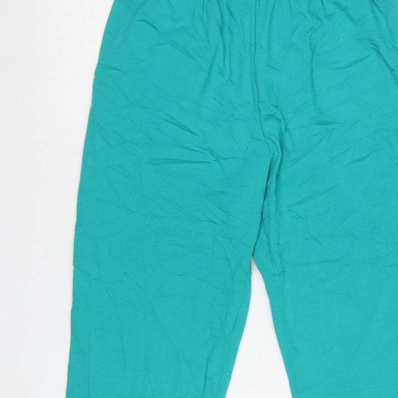 Black Pepper Women Green UK 10 Cropped Tapered Elastic Waist Trousers