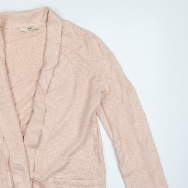 Oasis Women Pink M Open Front Cotton Viscose Cardigan Pockets