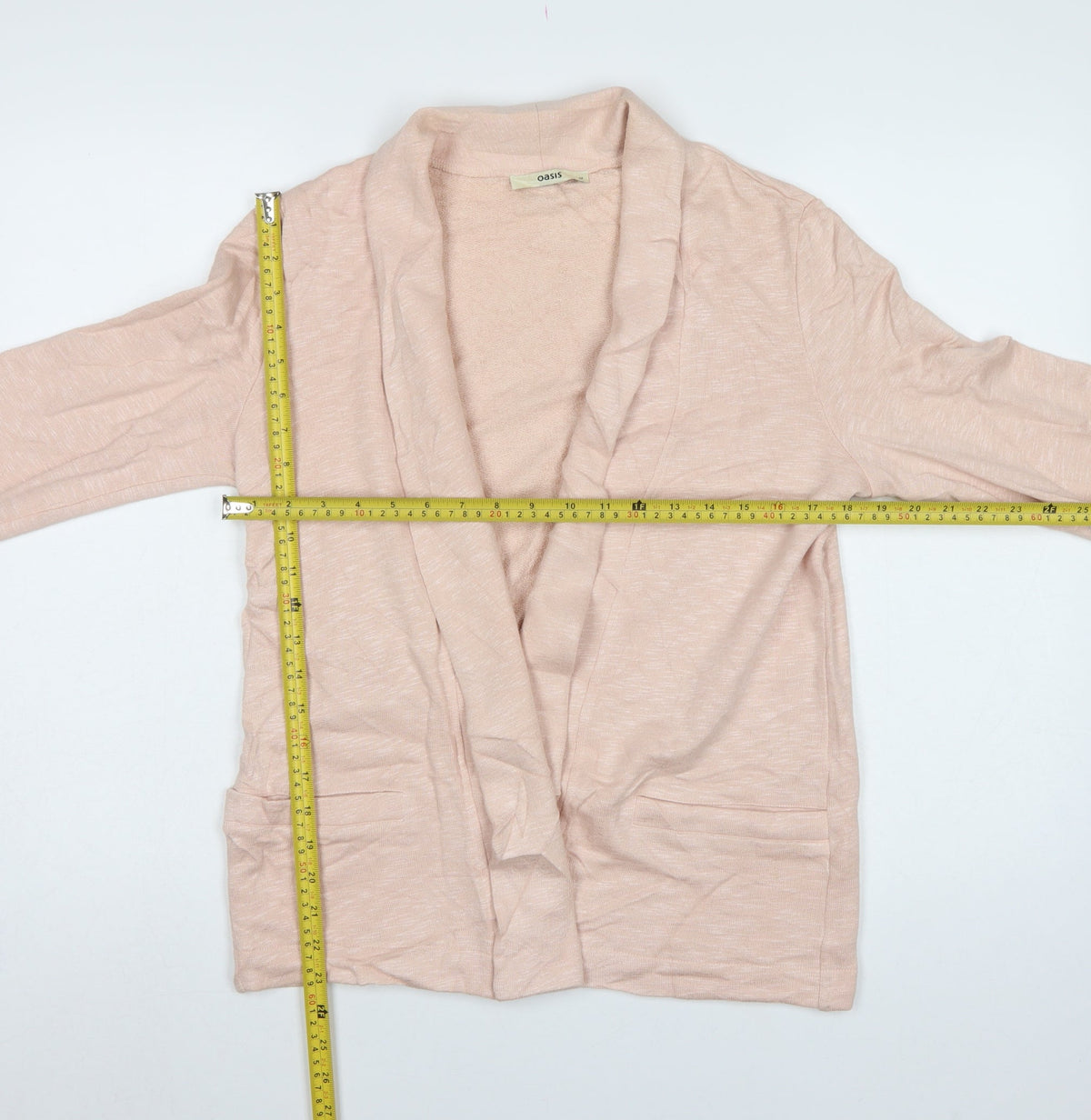 Oasis Women Pink M Open Front Cotton Viscose Cardigan Pockets