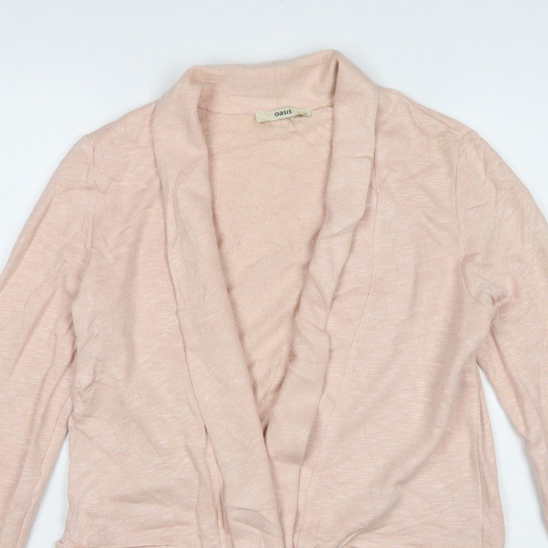 Oasis Women Pink M Open Front Cotton Viscose Cardigan Pockets