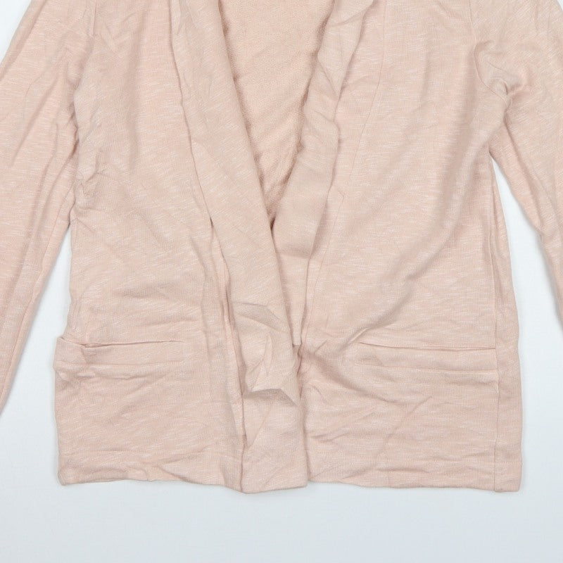 Oasis Women Pink M Open Front Cotton Viscose Cardigan Pockets