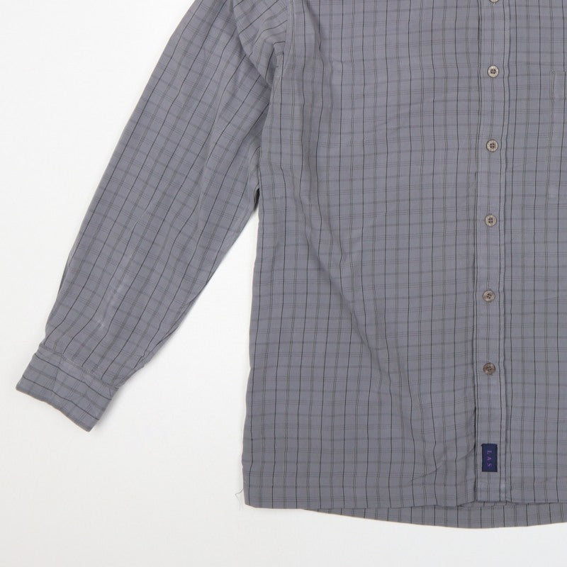 LAS Men’s Grey Check L Long Sleeve Button-Up Casual Shirt