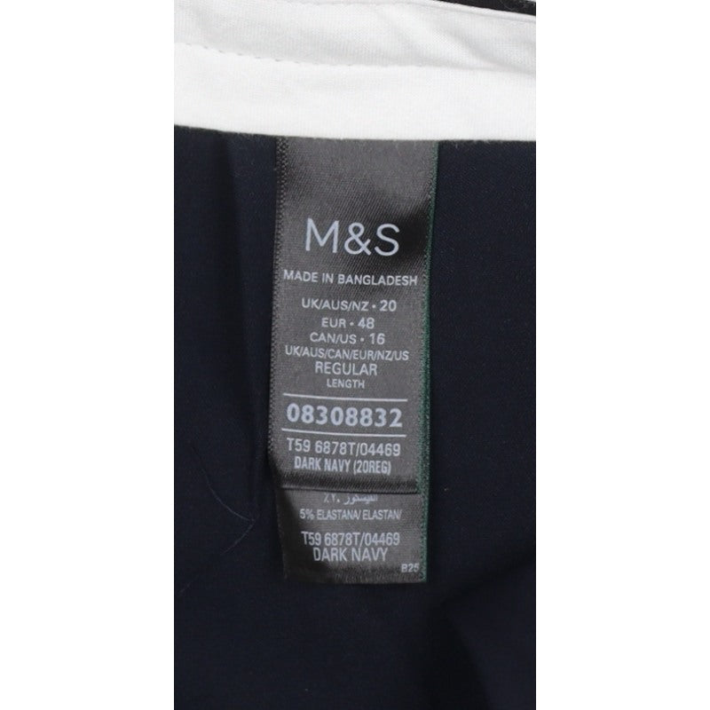 Marks and Spencer Women Dark Navy Size 20 Regular Tailored Trousers