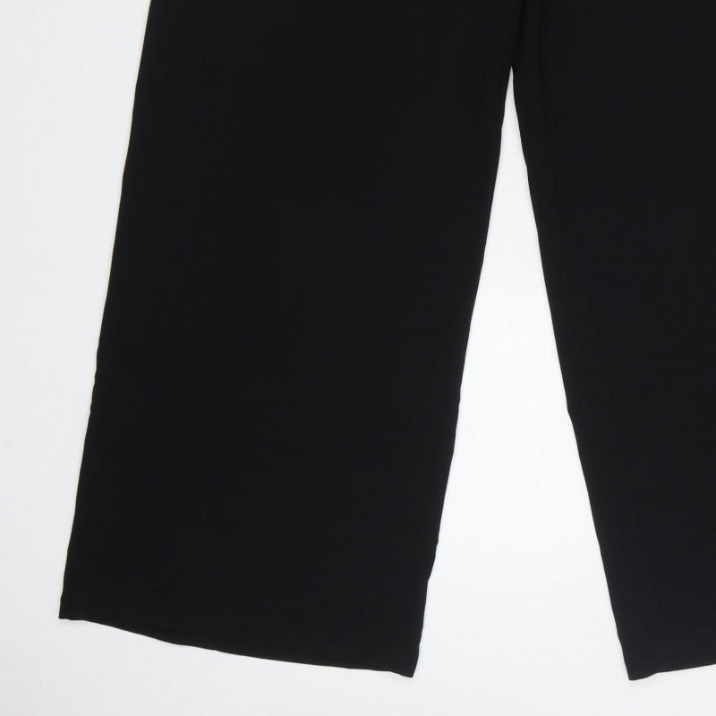 Marks and Spencer Women's Black UK 10 Wide-Leg Pull-On Trousers