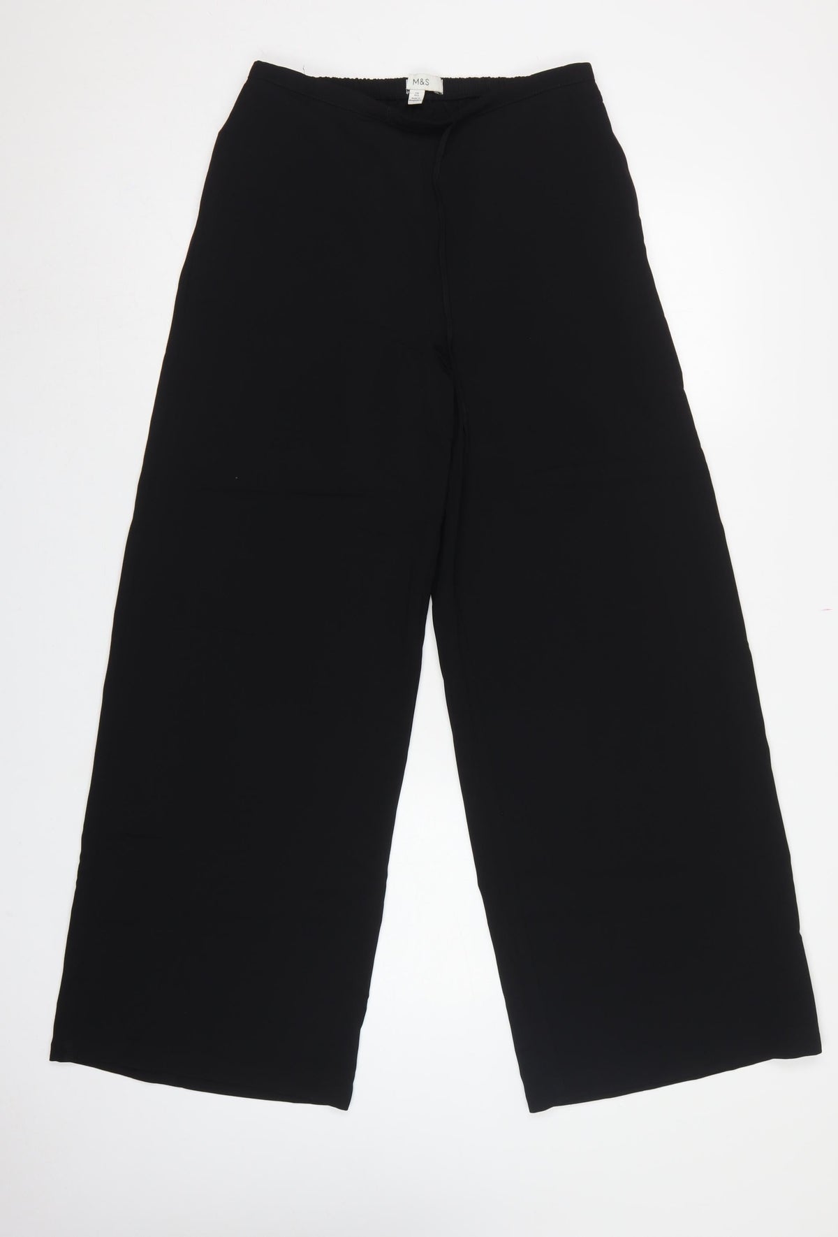 Marks and Spencer Women's Black UK 10 Wide-Leg Pull-On Trousers