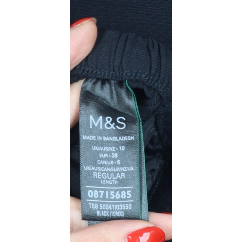 Marks and Spencer Women's Black UK 10 Wide-Leg Pull-On Trousers