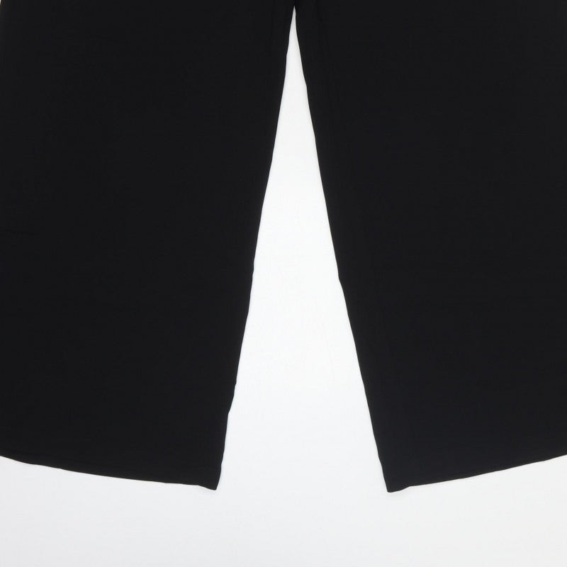 Marks and Spencer Women's Black UK 10 Wide-Leg Pull-On Trousers