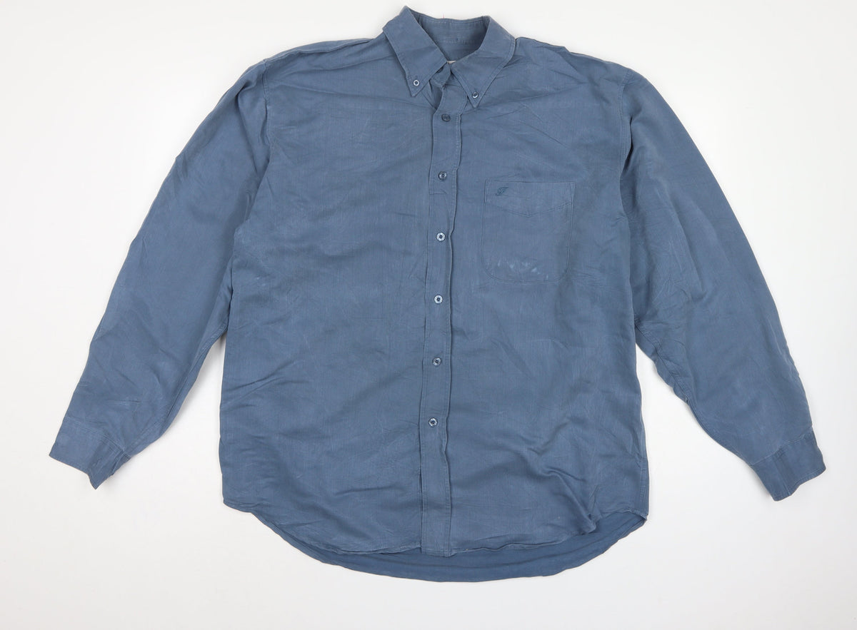 Farah Men’s Blue L Long Sleeve Button-Up Pocket Shirt