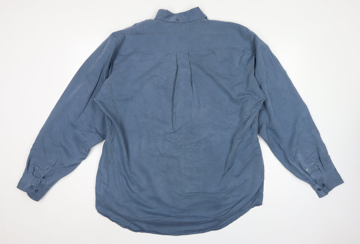 Farah Men’s Blue L Long Sleeve Button-Up Pocket Shirt