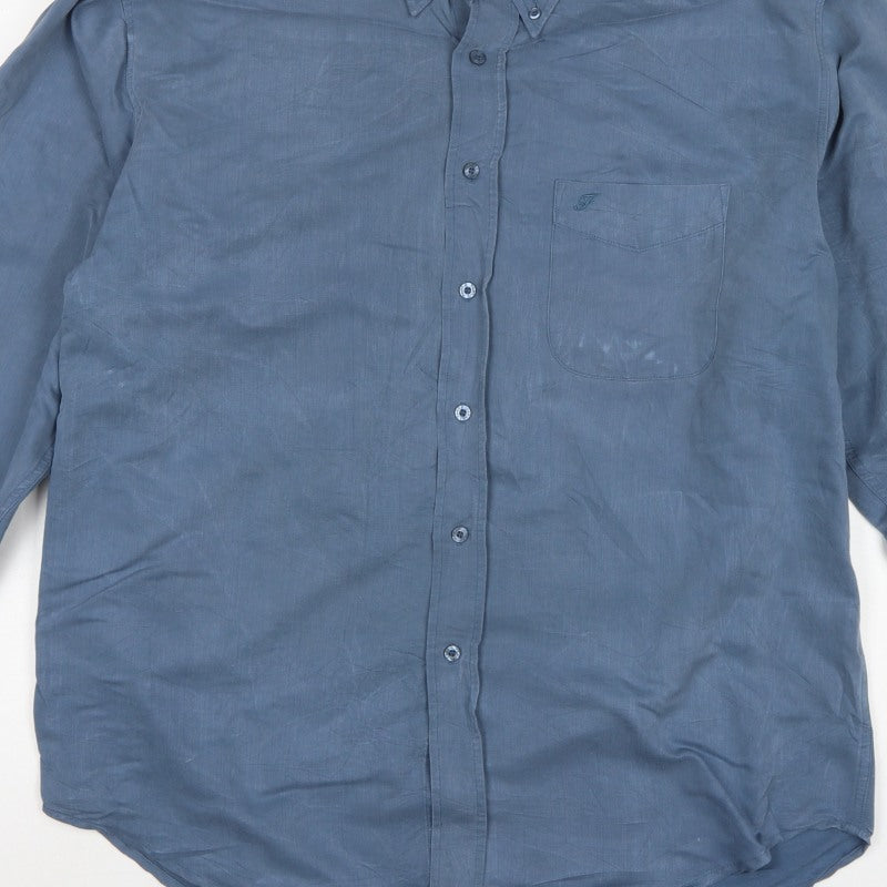Farah Men’s Blue L Long Sleeve Button-Up Pocket Shirt