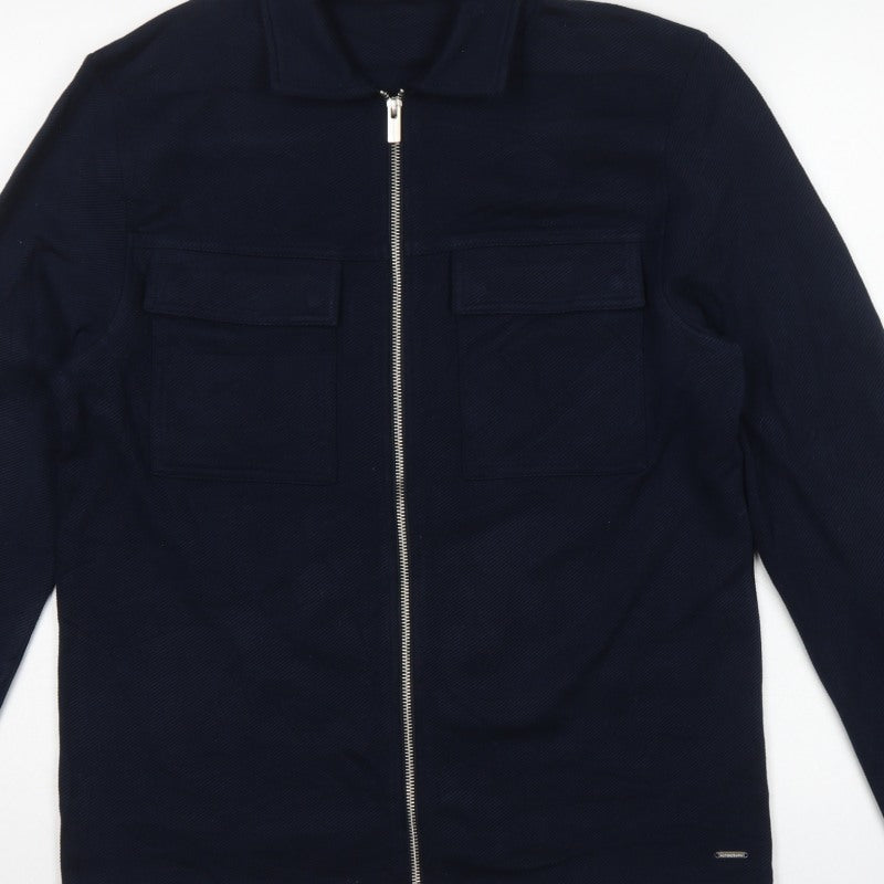 Autograph Men’s Blue S Utility Zip Cotton Stretch Twill Jacket