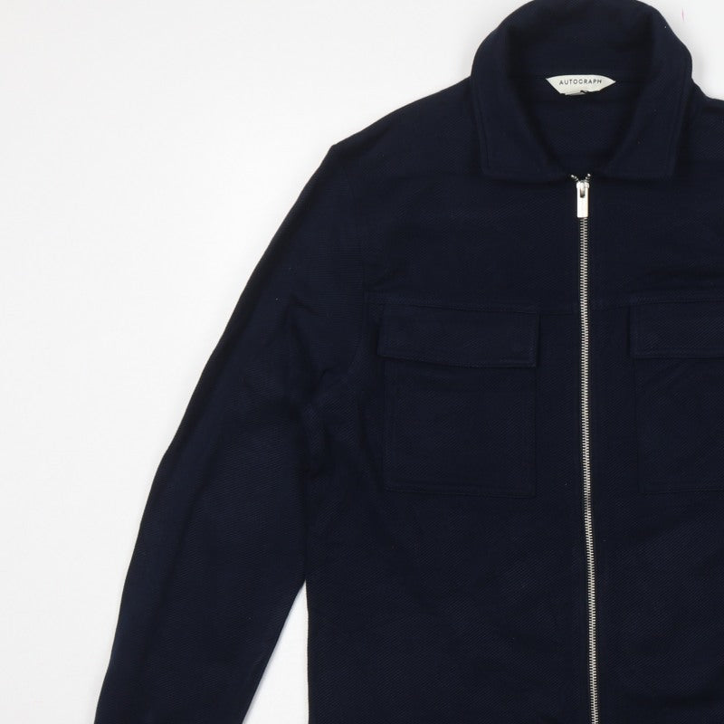 Autograph Men’s Blue S Utility Zip Cotton Stretch Twill Jacket