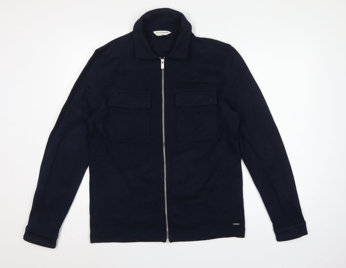 Autograph Men’s Blue S Utility Zip Cotton Stretch Twill Jacket