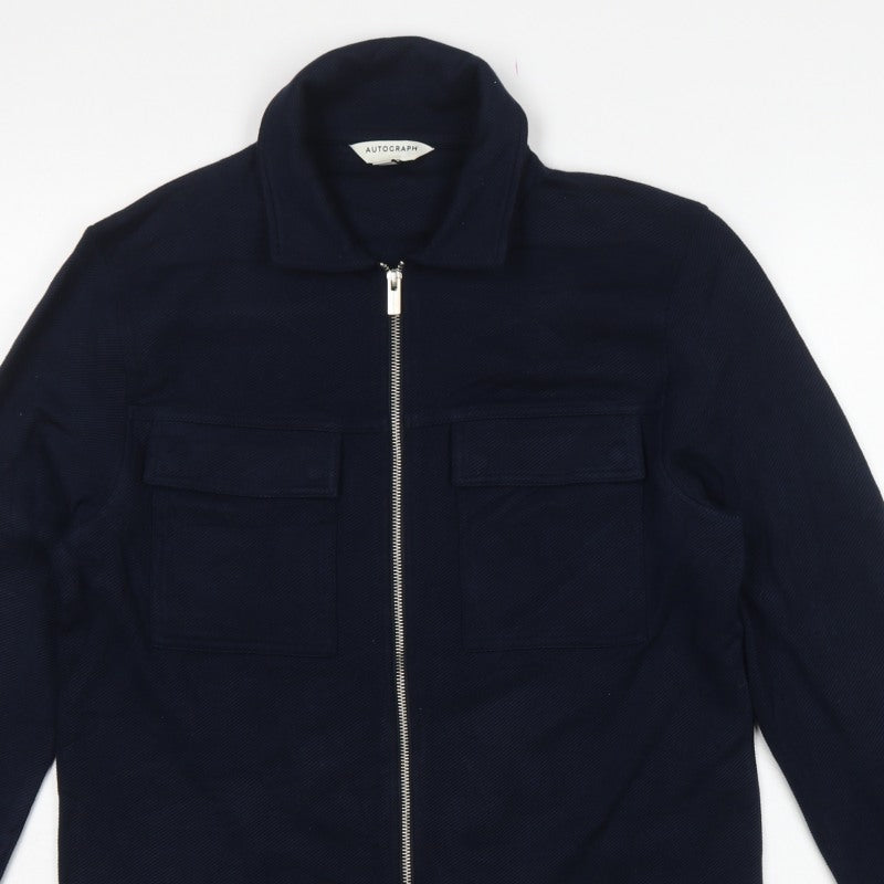 Autograph Men’s Blue S Utility Zip Cotton Stretch Twill Jacket