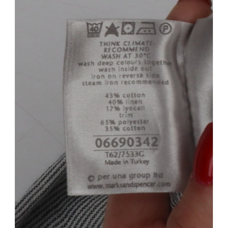 Per Una Women’s Grey Stripe Linen Blend Blazer UK 12 Workwear