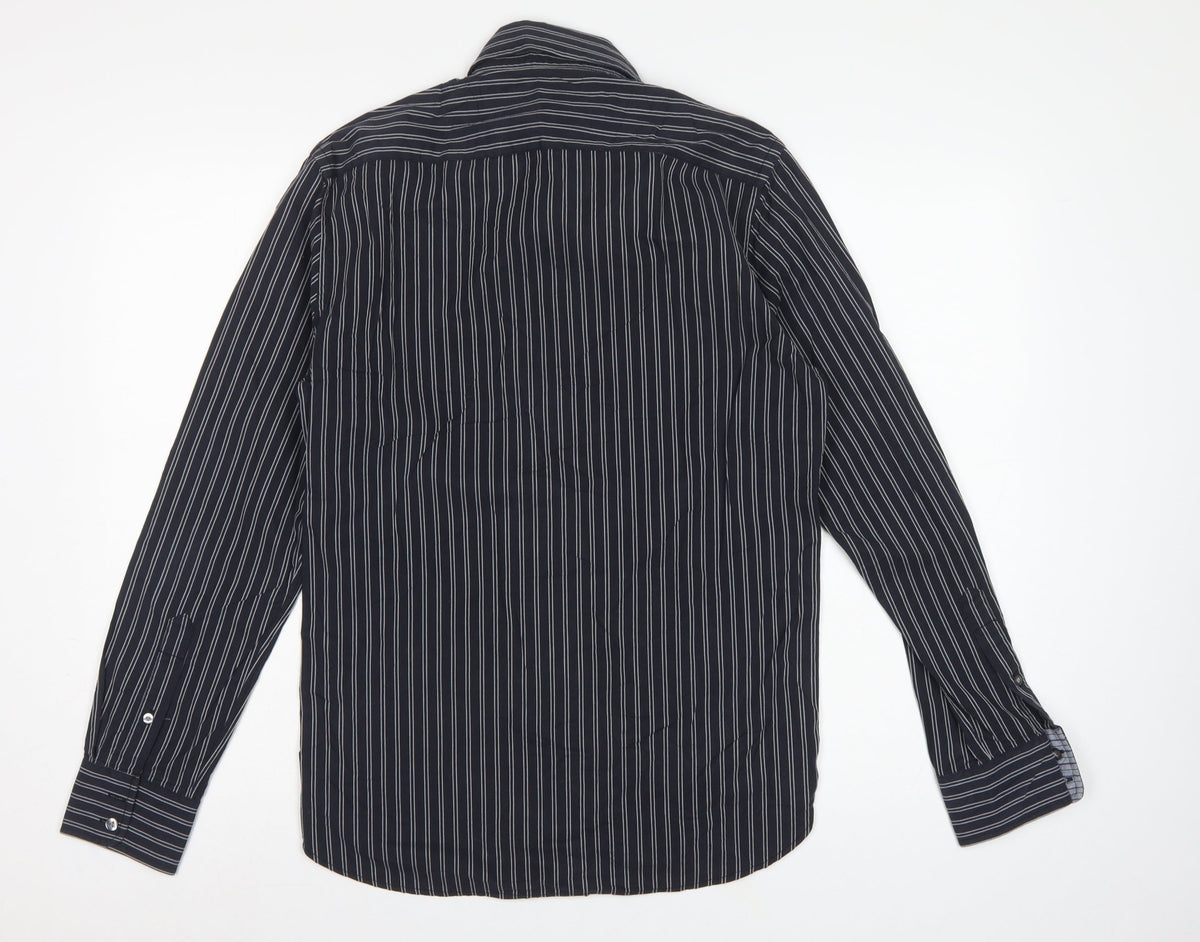 American Eagle Men’s Black Stripe Cotton Shirt XS Classic Long Sleeve