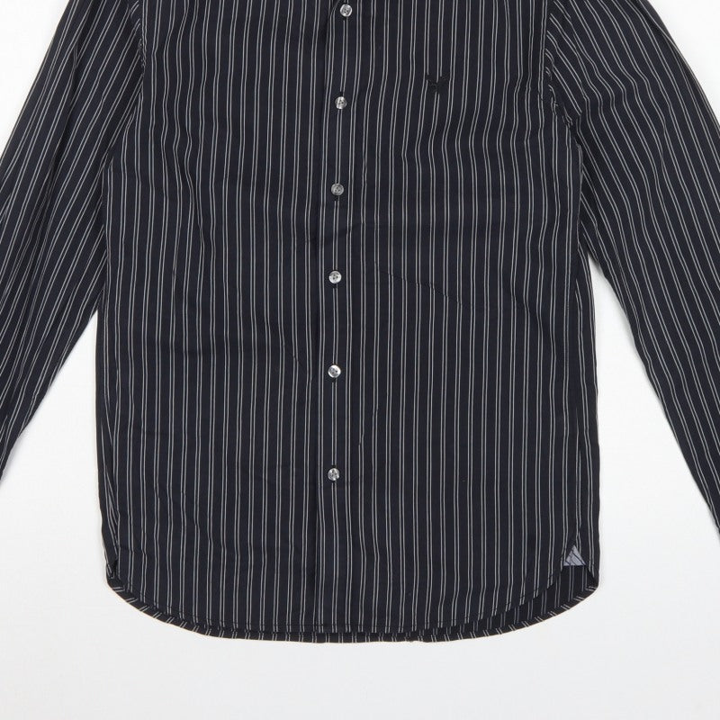 American Eagle Men’s Black Stripe Cotton Shirt XS Classic Long Sleeve