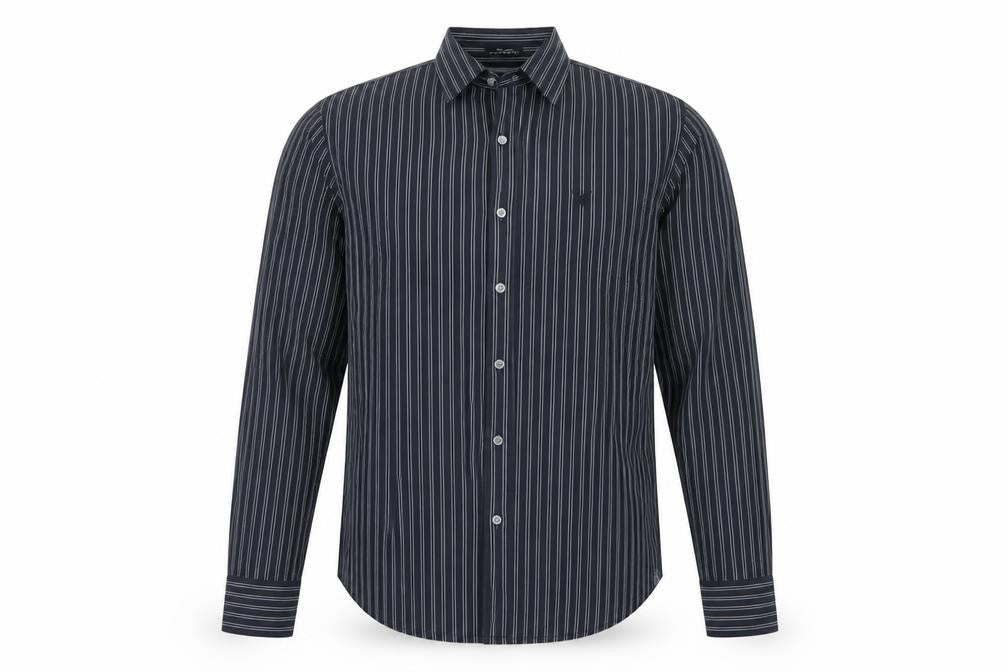 American Eagle Men’s Black Stripe Cotton Shirt XS Classic Long Sleeve