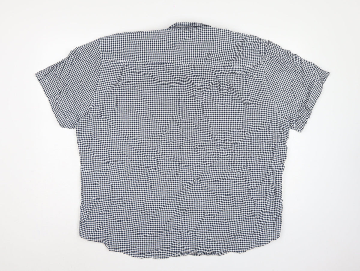 Lincoln Men's Blue Check 2XL Short Sleeve Button-Up Shirt