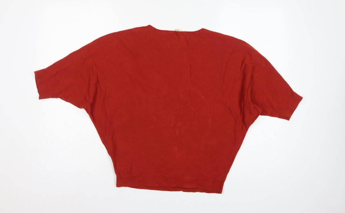 Phase Eight Women Red Size S Oversized Dolman Sleeve Knit T-Shirt