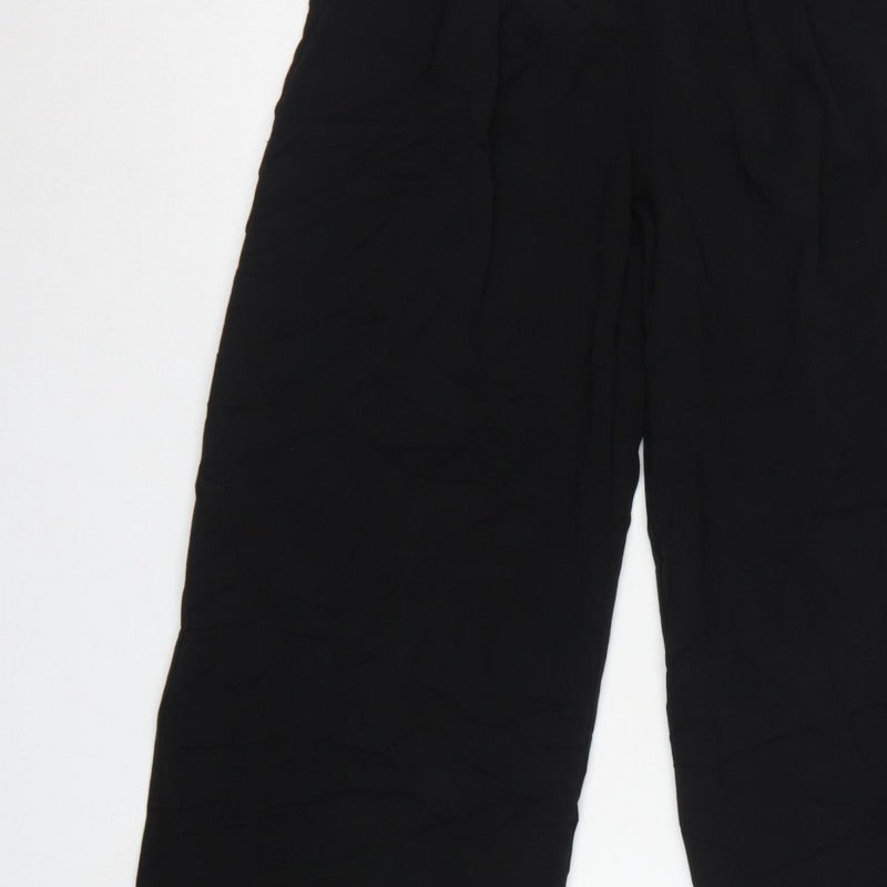 Bershka Women’s Black UK 6 High Rise Wide Leg Tailored Trousers