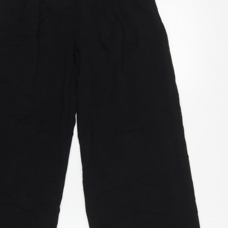 Bershka Women’s Black UK 6 High Rise Wide Leg Tailored Trousers