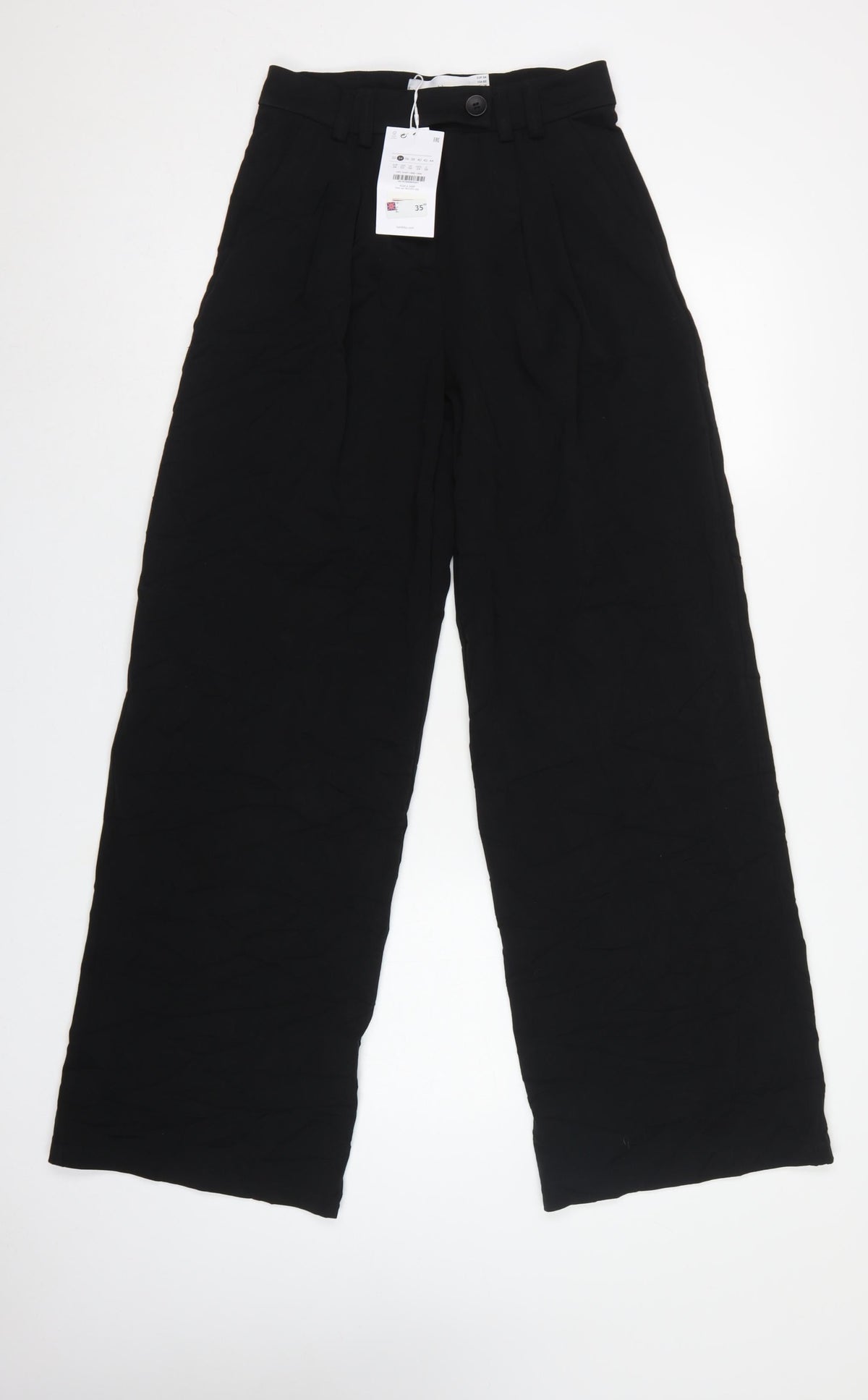Bershka Women’s Black UK 6 High Rise Wide Leg Tailored Trousers