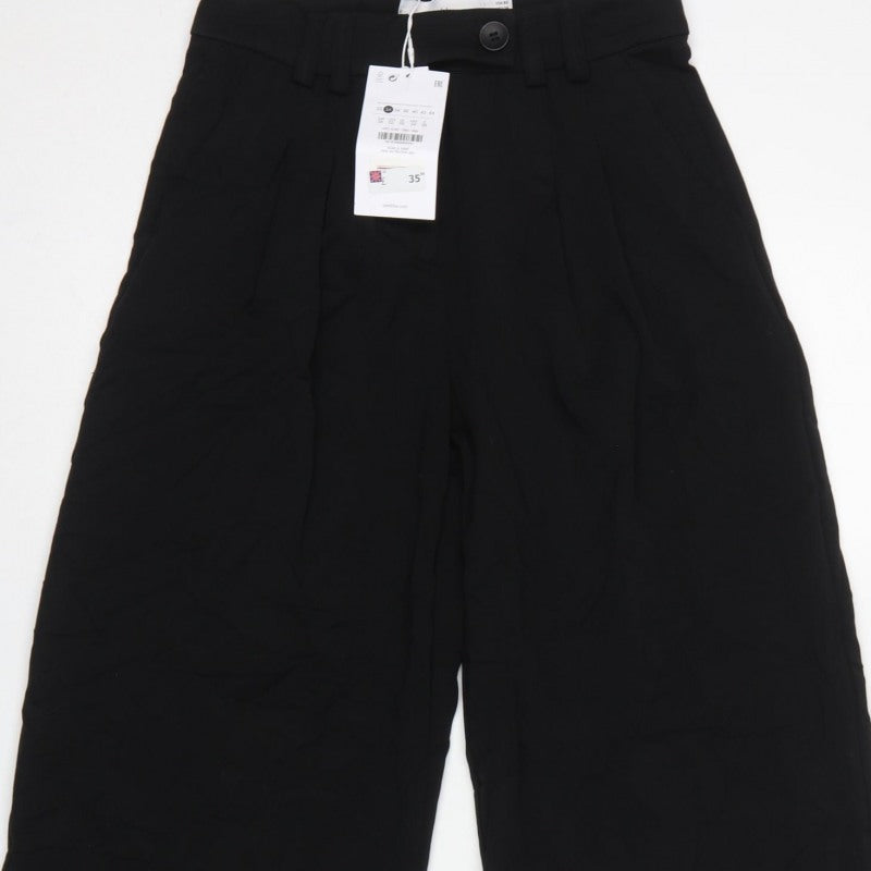 Bershka Women’s Black UK 6 High Rise Wide Leg Tailored Trousers