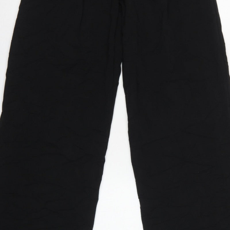 Bershka Women’s Black UK 6 High Rise Wide Leg Tailored Trousers