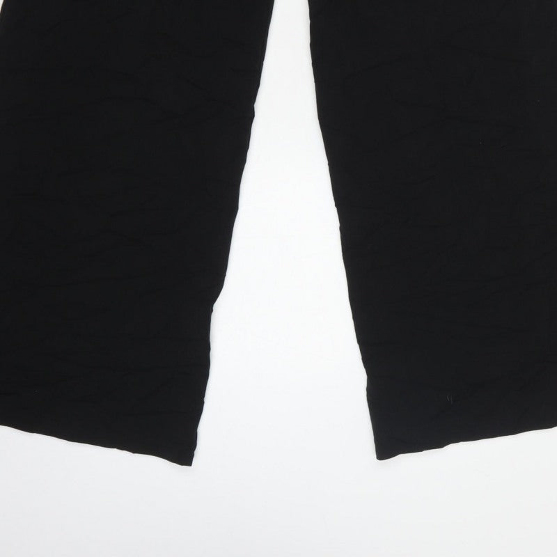 Bershka Women’s Black UK 6 High Rise Wide Leg Tailored Trousers