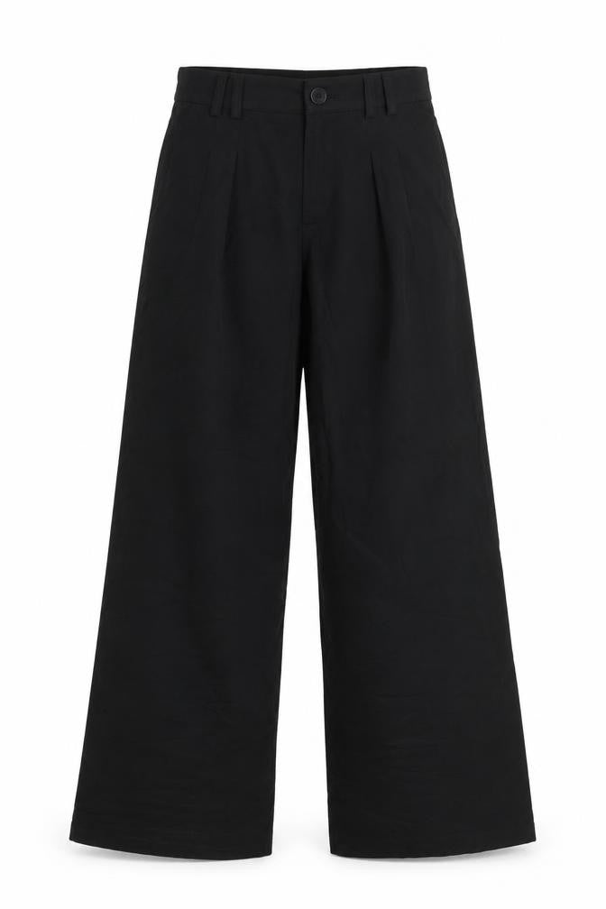 Bershka Women’s Black UK 6 High Rise Wide Leg Tailored Trousers