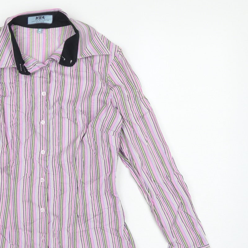 Hawes & Curtis Women Pink Striped Fitted Button-Up Shirt UK 10