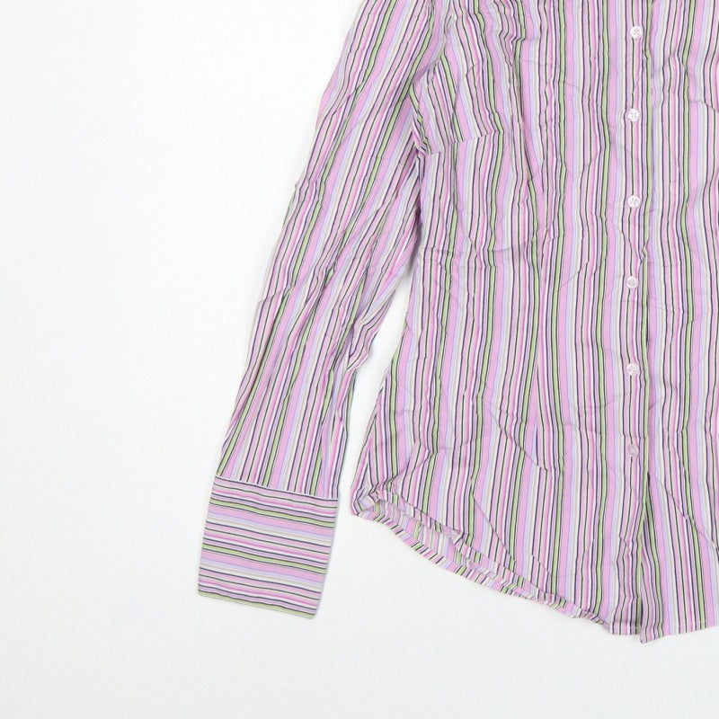 Hawes & Curtis Women Pink Striped Fitted Button-Up Shirt UK 10