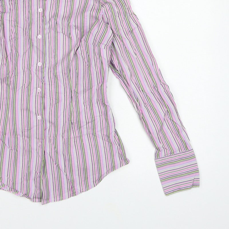 Hawes & Curtis Women Pink Striped Fitted Button-Up Shirt UK 10