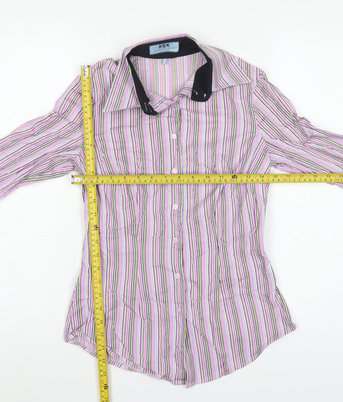 Hawes & Curtis Women Pink Striped Fitted Button-Up Shirt UK 10