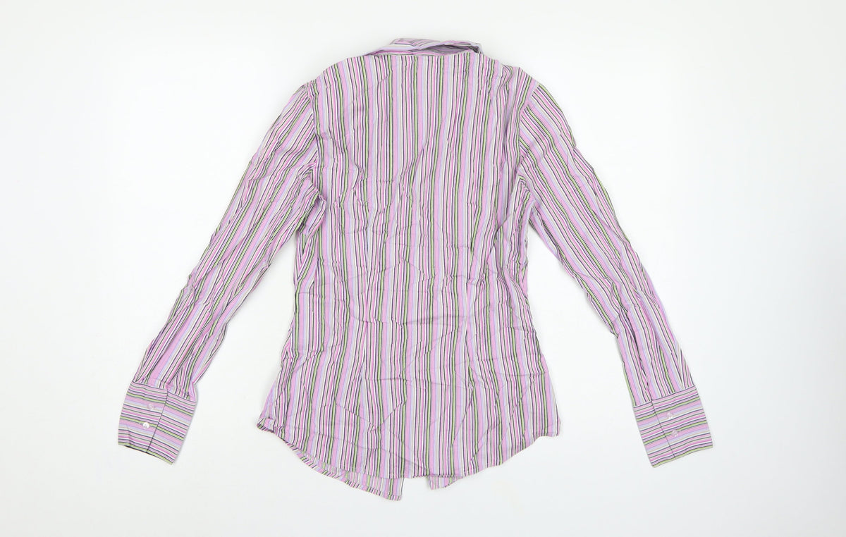 Hawes & Curtis Women Pink Striped Fitted Button-Up Shirt UK 10