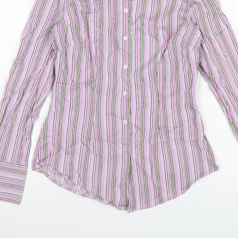 Hawes & Curtis Women Pink Striped Fitted Button-Up Shirt UK 10