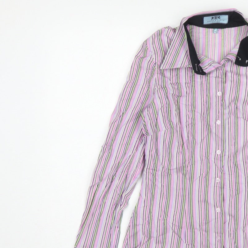 Hawes & Curtis Women Pink Striped Fitted Button-Up Shirt UK 10